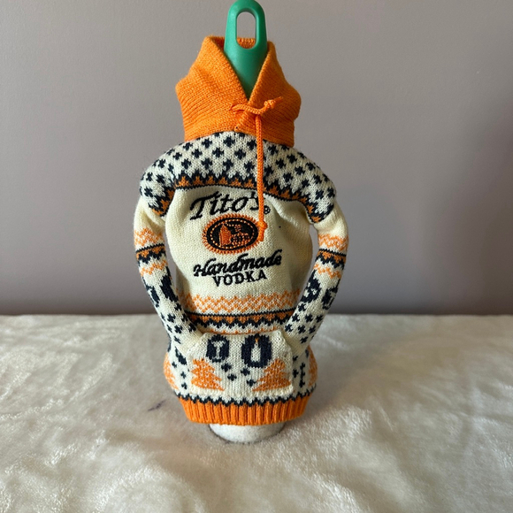 Tito's Handmade Vodka Other - Tito’s Handmade Vodka Knit Bottle Sweater Orange White Novelty Gift Dog People
